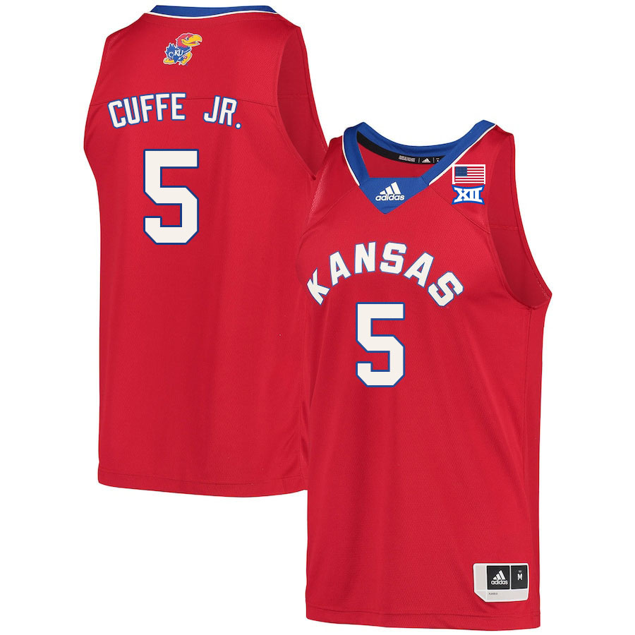 Men #5 Kyle Cuffe Jr. Kansas Jayhawks College Basketball Jerseys Sale-Red